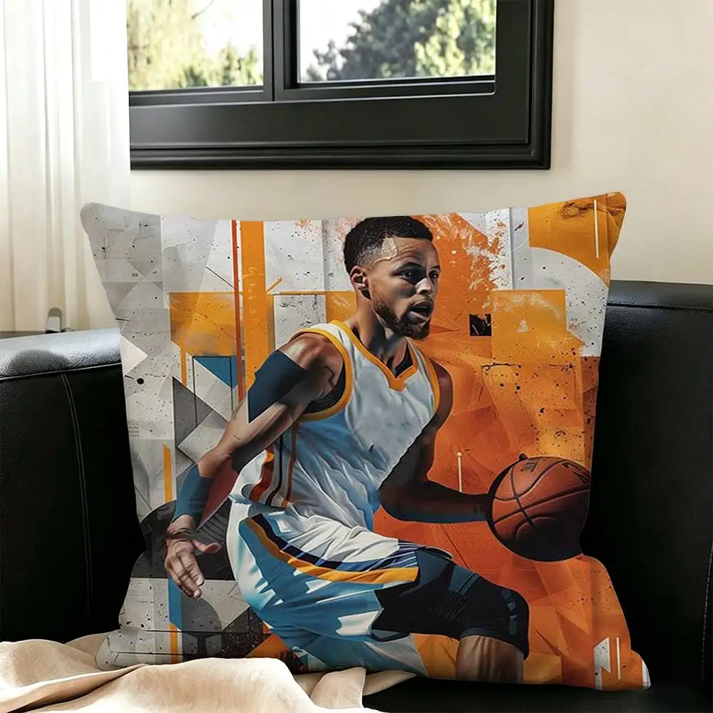 Basketball Superstar S-Stephen Curry  Square Double-Sided printed Pillow Case Bedroom Bedside Pillow Sofa Cushion Cover