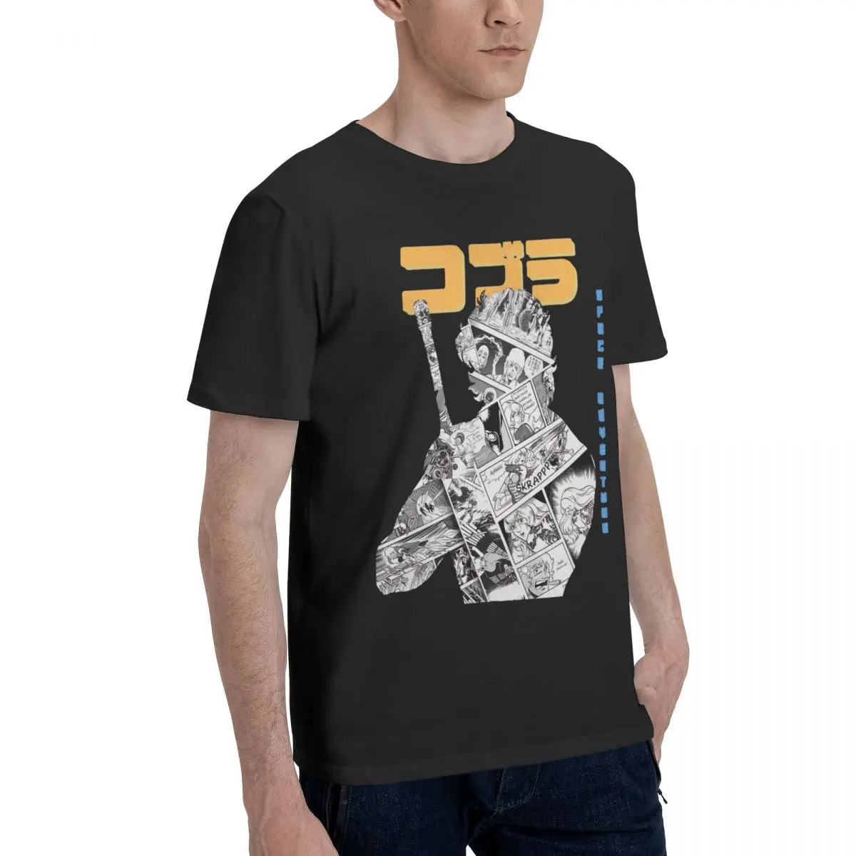 Manga Space Adventure Cobra Print Men T-shirt Hip Hop Cotton Short Sleeve Tops For Male Gifts Tee