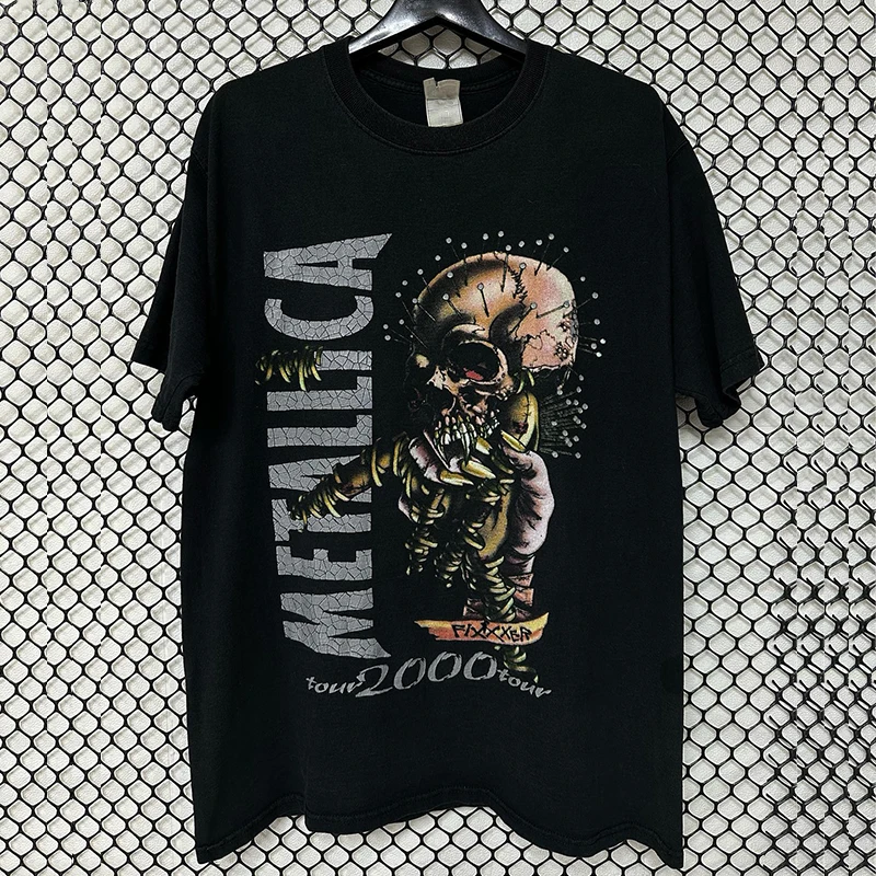 Dark Style American Trendy Metal Band Oversize Alternative Rock Half Sleeve Men's T-Shirt Cotton round Neck Short Sleeve