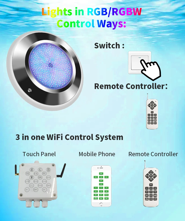 Refined 35w Wholesale Remote Control Rgb Wall Mounted Ip68 12 Volts Underwater Led Swimming Pool