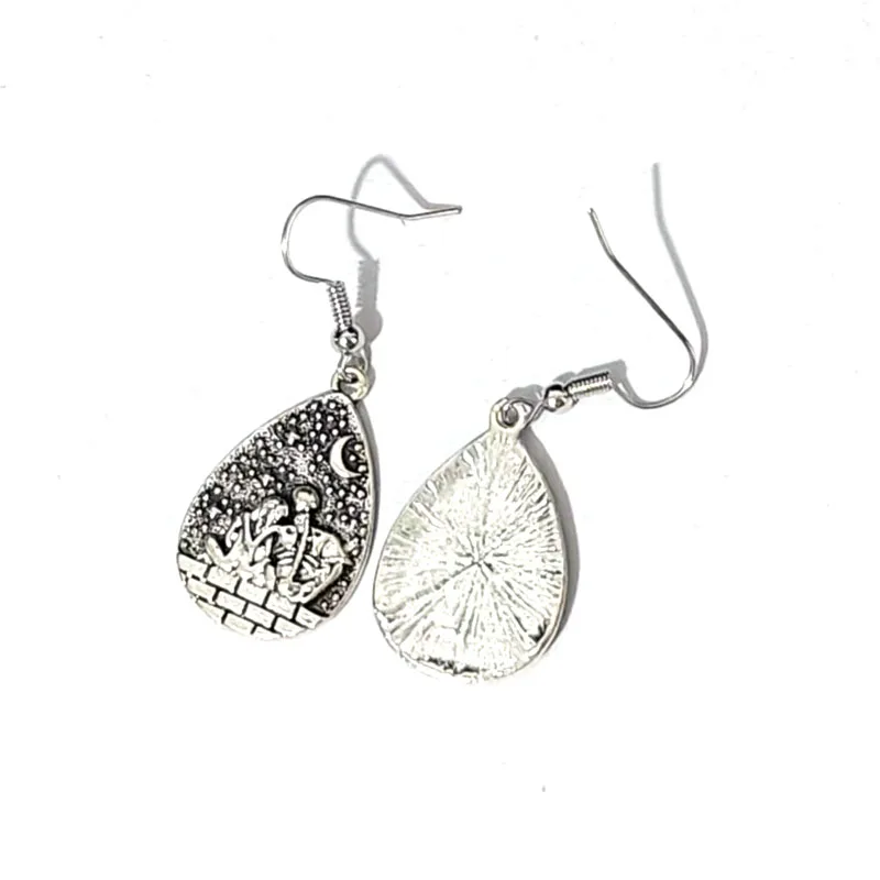Skeleton Couple Moon Star Teardrop Gothic Eternal Love Jewelry Earring For Couple Men Women