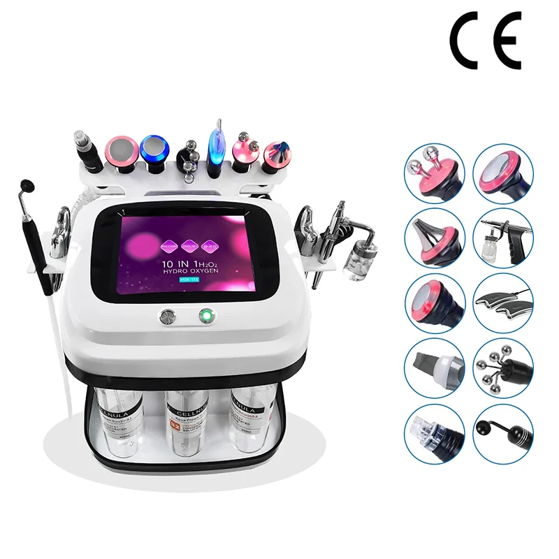 10 In 1 H2O2 Oxygen Water Aqua Peeling Lift Bubble Skin Care Face Deep Cleansing Facial Machine professional Salon Beauty Device