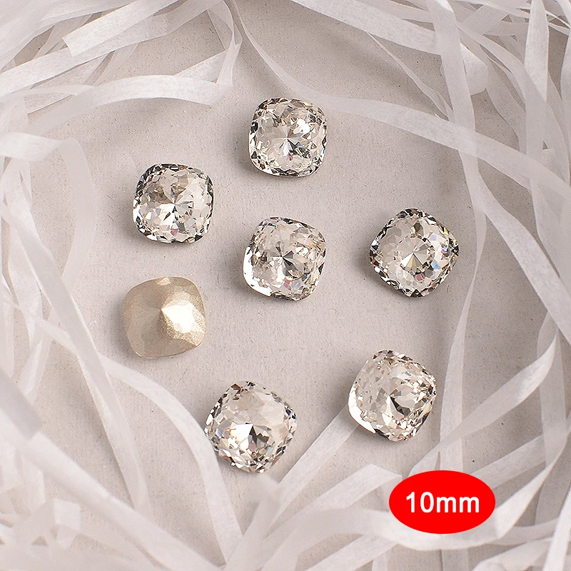 

10mm Large Bird's Nest Fat Square Nail Art Rhinestone High Quality K9 Glass Crystal Diamond 3D Manicure DIY Decoration