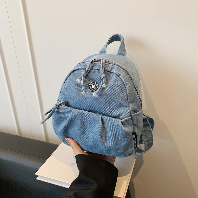 

Джинсовый рюкзак большой емкости на молнии, модные швейные нитки, школьные сумки, новинка 2025 года, блестящие универсальные сумки для студентов для женщин