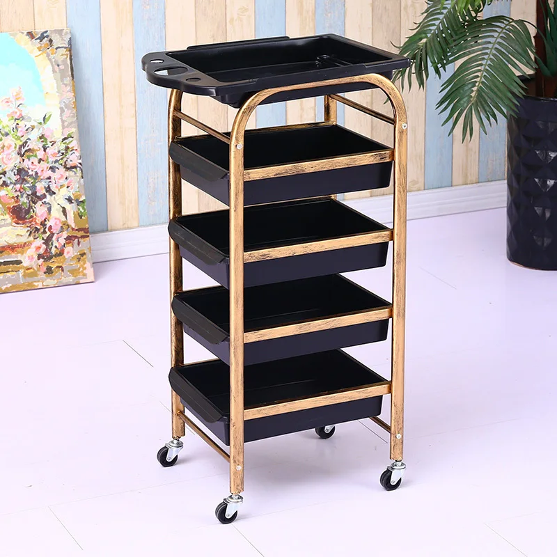 Retro Aesthetic Cart Cleaning Barber Furniture Trolley Gold Dressing Drawer Hairdresser Beauty Salon Muebles Belleza Tray Bar