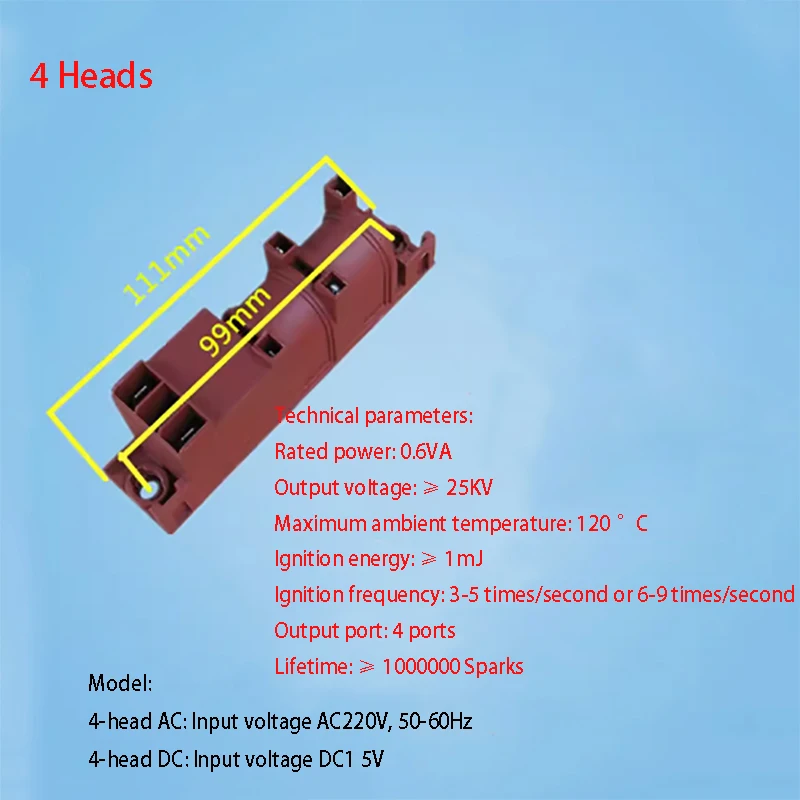 Kuchenka gazowa AC 220V DC 1.5V Safe impuls efektywny zapłonnik impulsowy 4 końcówki cztery złącza europejska kuchenka zapłonowa