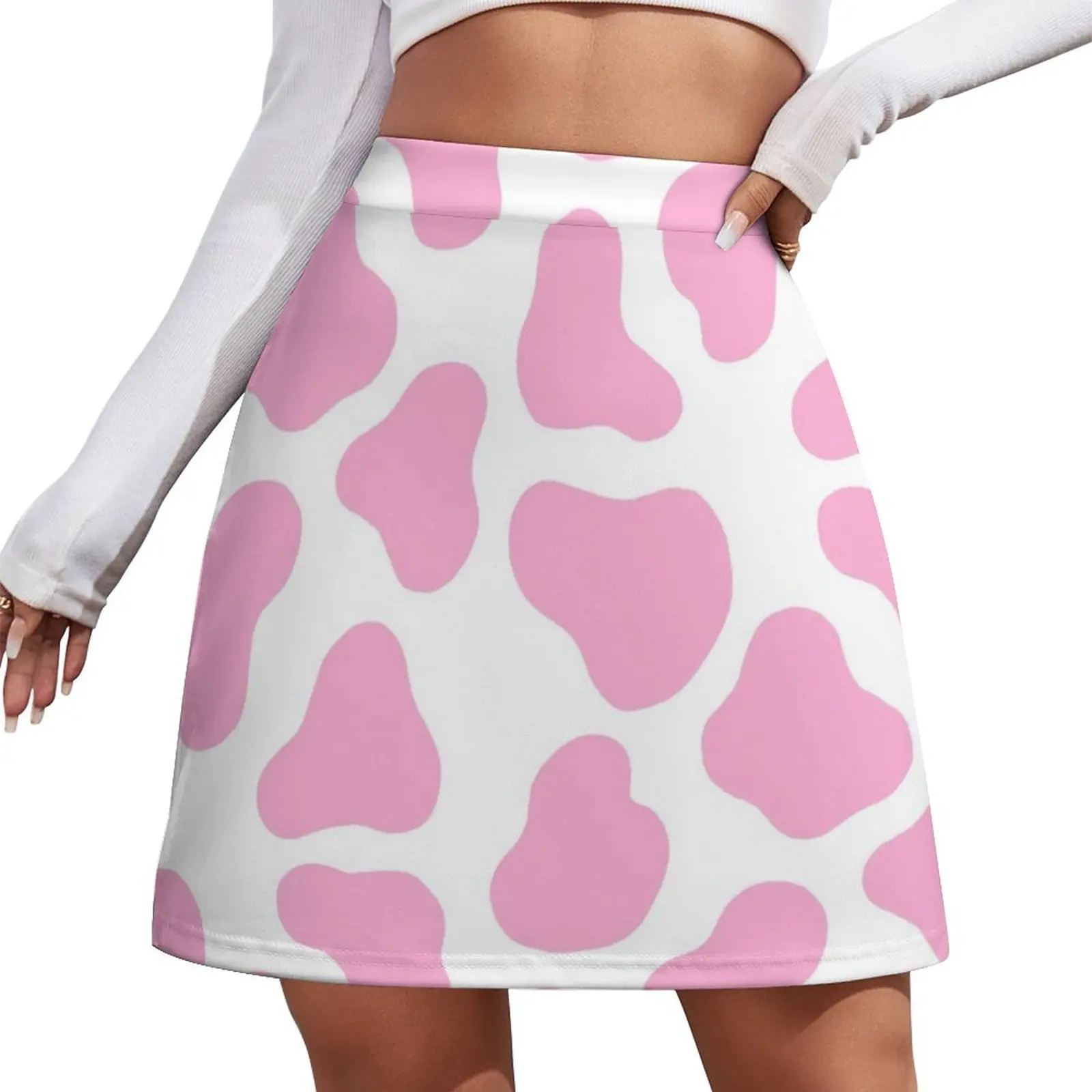 

pink cow pattern Mini Skirt Korean skirts Clothes for summer Mini Skirt