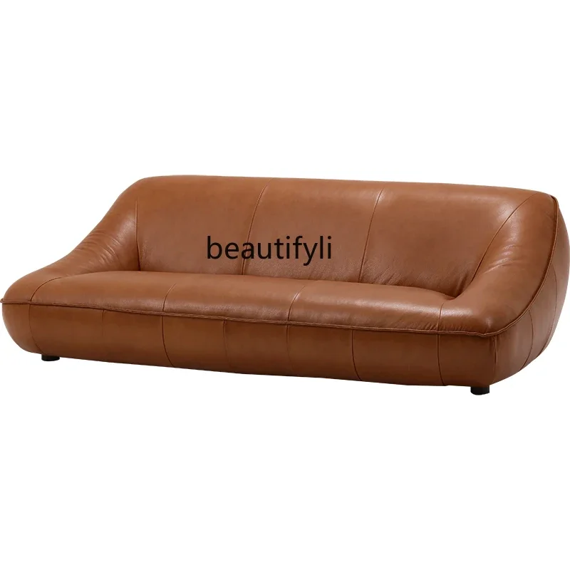 Nordic Bauhaus medieval retro wind buoyancy all leather sofa lazy sofa