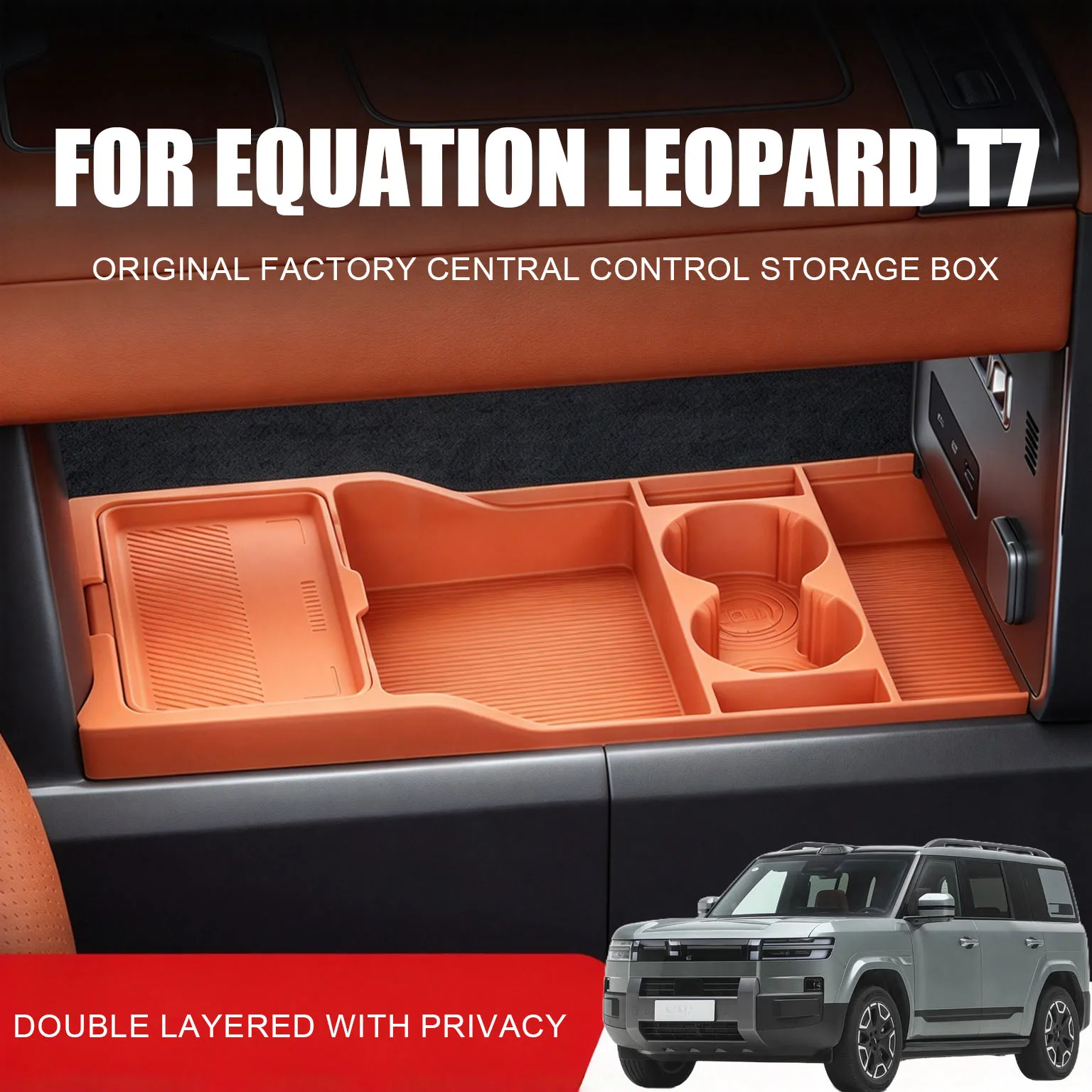 FOR 2025 EQUATION LEOPARD T7 Custom-Fit Silicone Armrest Box Storage Box Car Central Armrest Storage Box Center Console