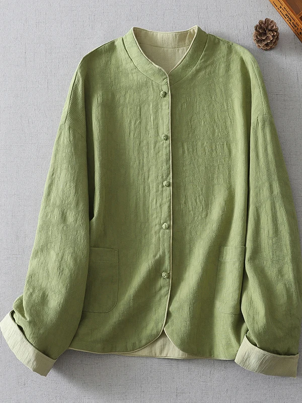 Dupla face dupla utilização retro chinês sle ort jaet tamanho grande feminino gola facionable bordado cor blo outerwear