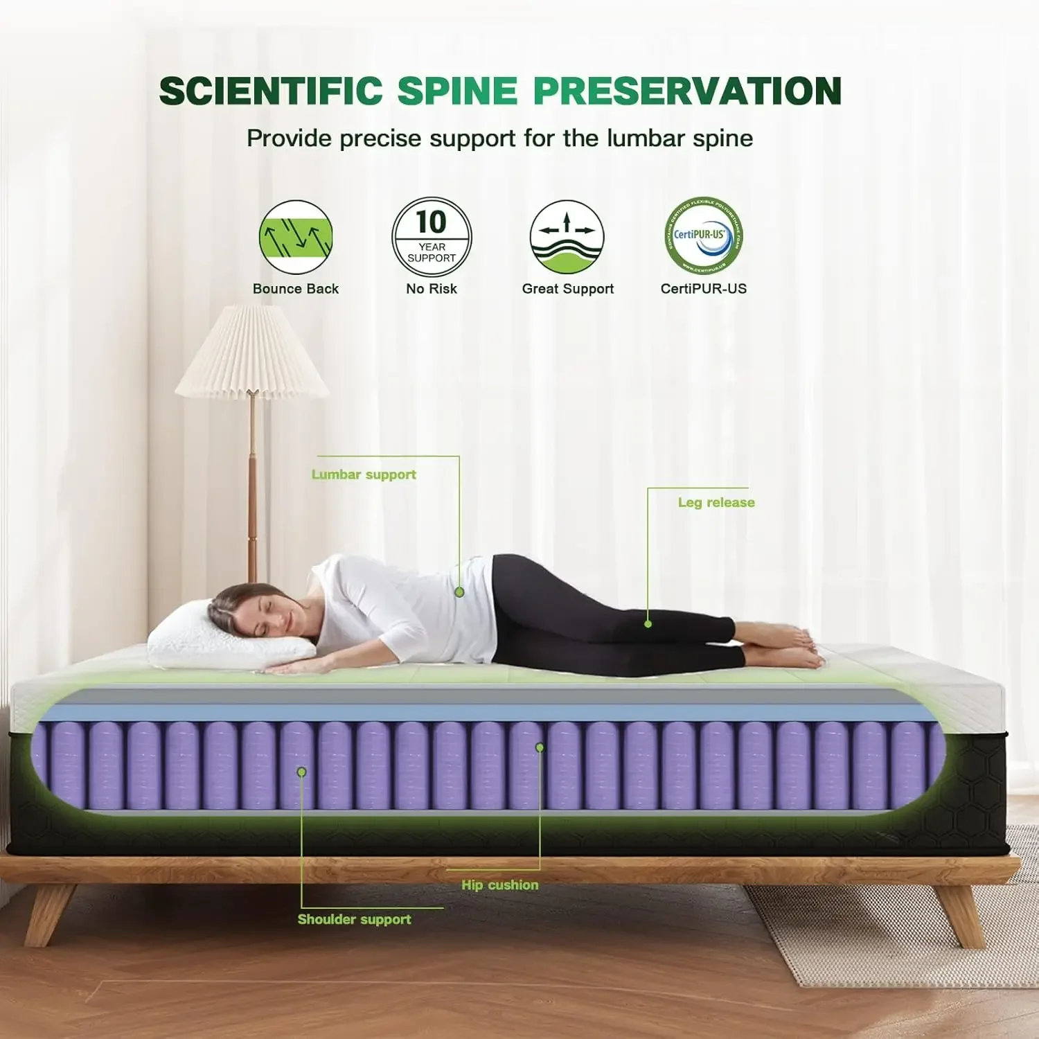 Full/Queen Size Mattress optional, 10 Inch Innerspring Hybrid Mattress in a Box with Memory Foam for Back Pain Relief