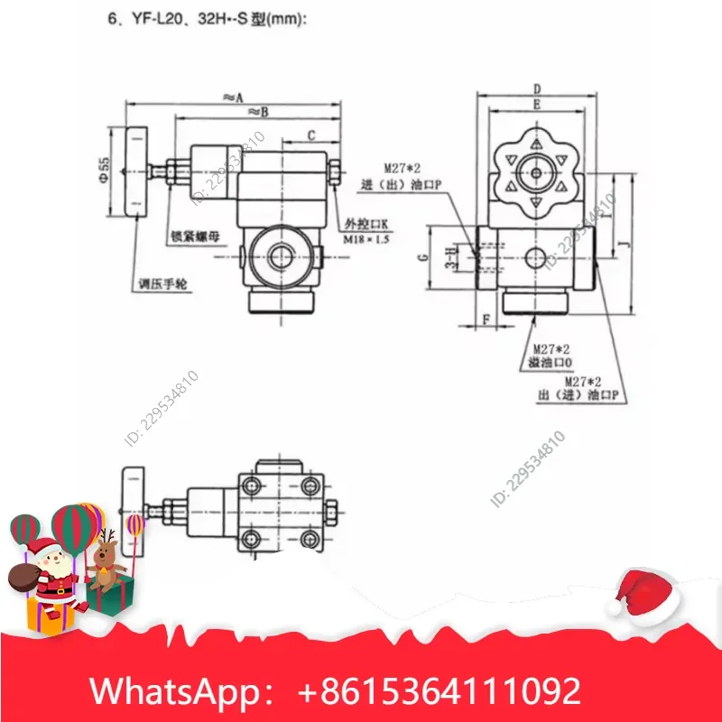 Widely Applied， for YF-L20H1 YF-L20H2 YF-L20H3 YF-L20H4 Tube Hydraulic Relief Valve Manual Pressure Cost effective，1pc