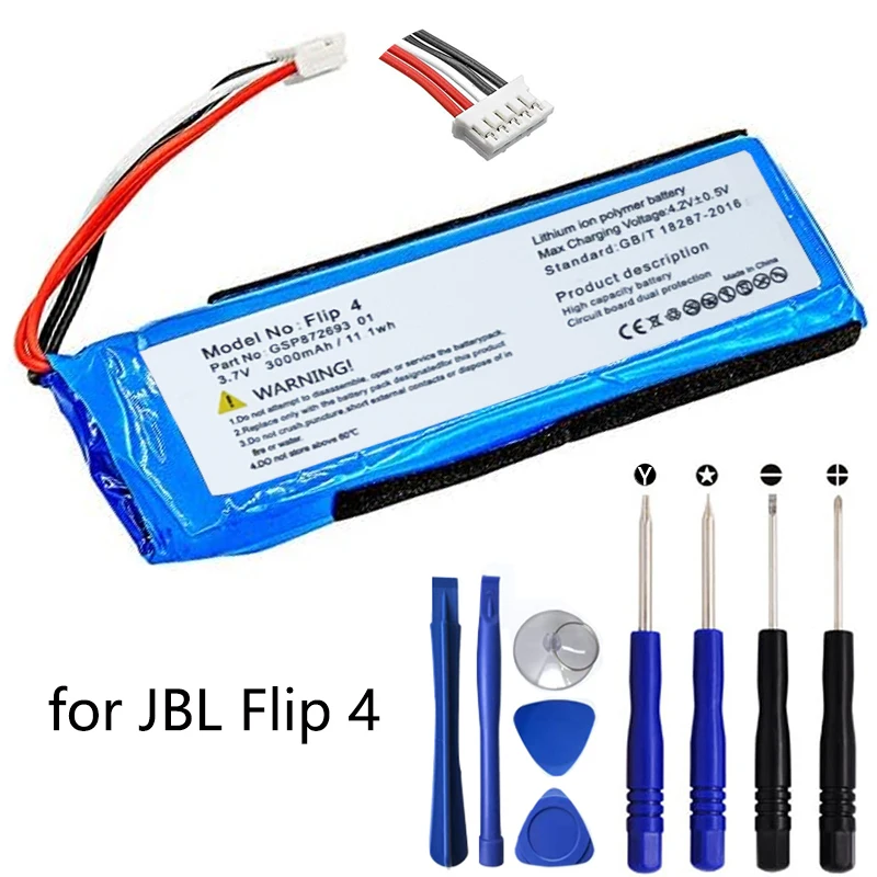 New 3000mAh / 11.10Wh Replacement Battery Fit for JBL Flip 4,  Edition GSP872693 01 (piece Toolkits Included)