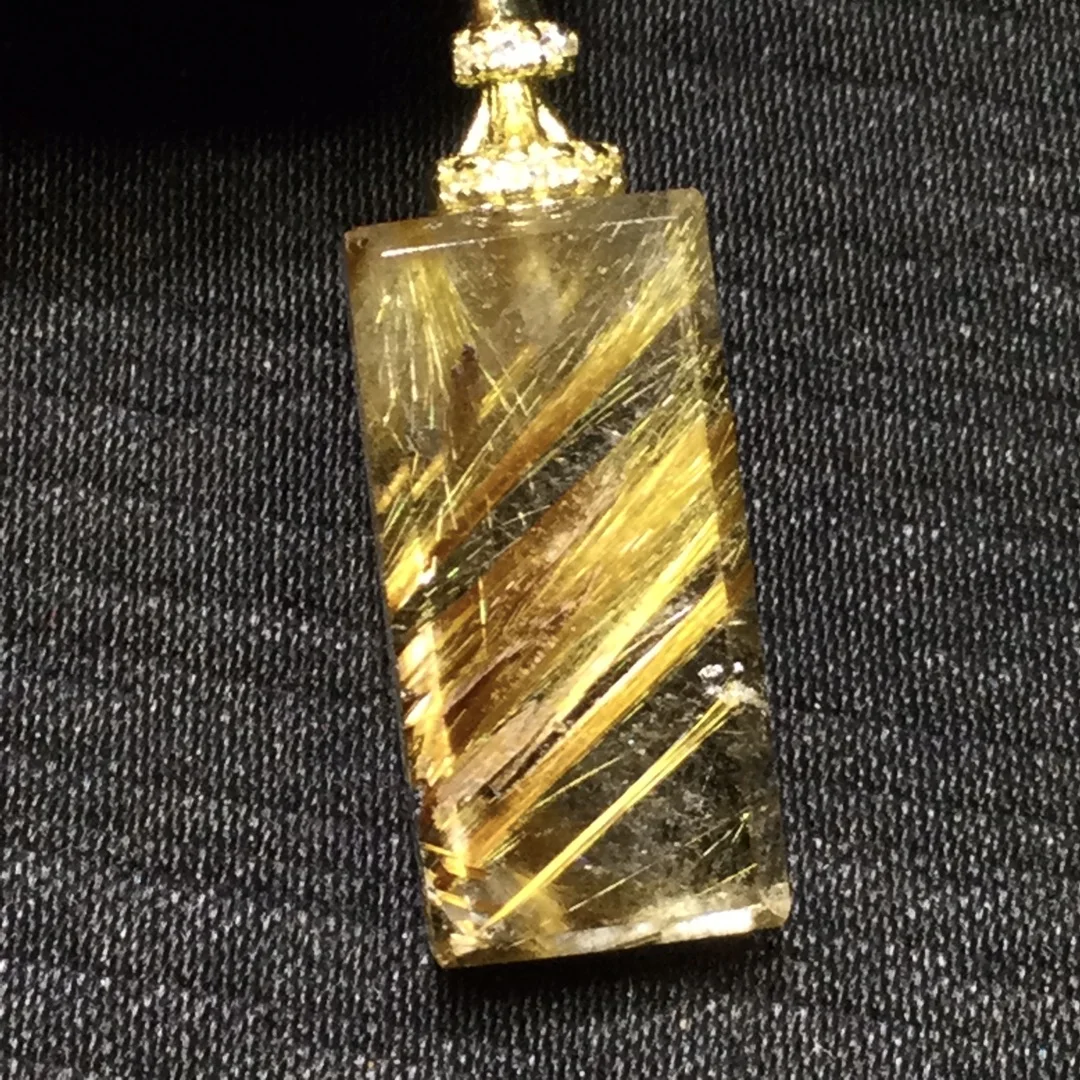 

Natural Copper Rutilated Quartz Pendant Rutilated Quartz Jewelry 20*9.5*6.5mm Rectangle Love Women Brazil AAAAAAA