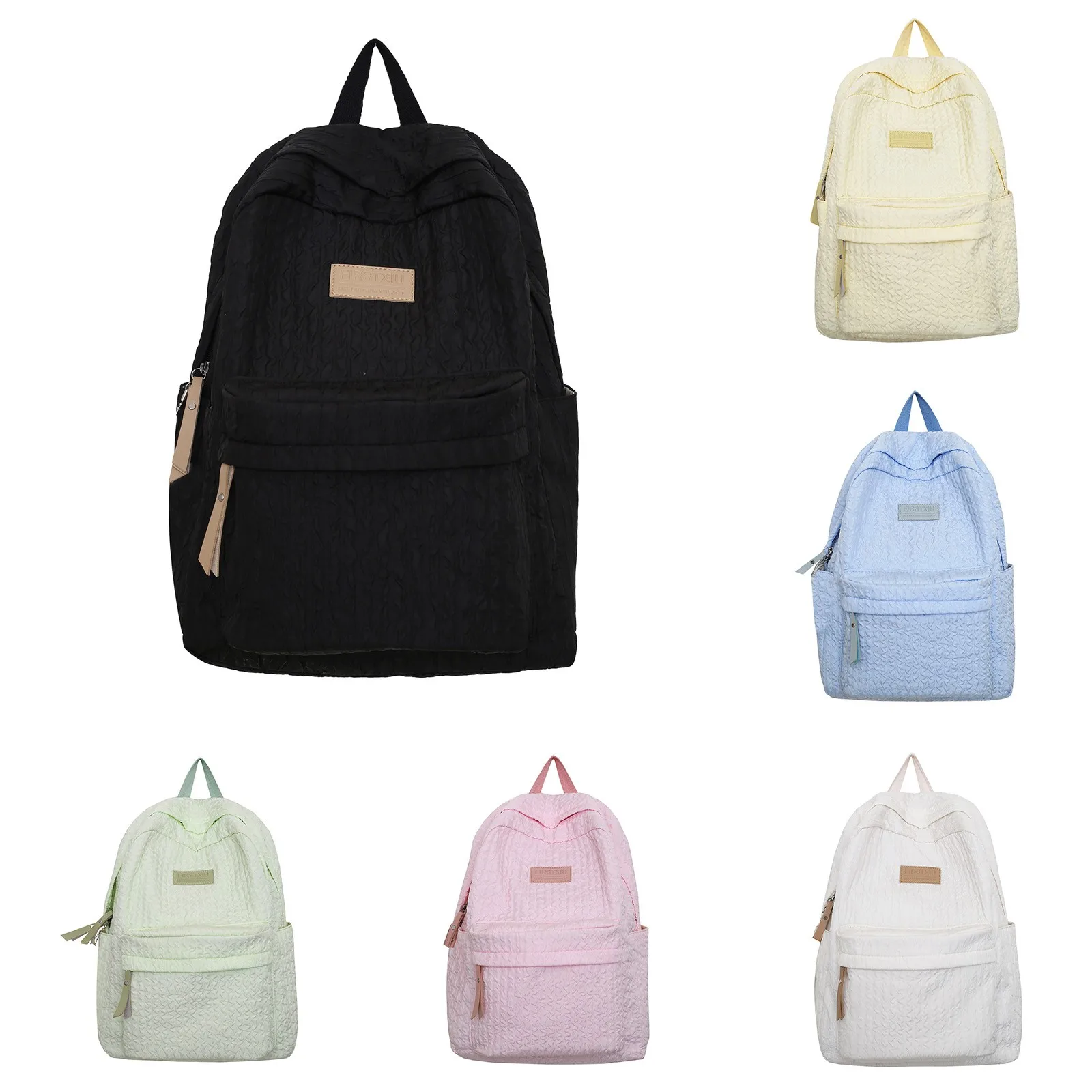 

Fashion Minimalist Backpack Quilted Texture Multiple Solid Colors Waterproofing Lightweight Backpack Large Rucking Backpacks