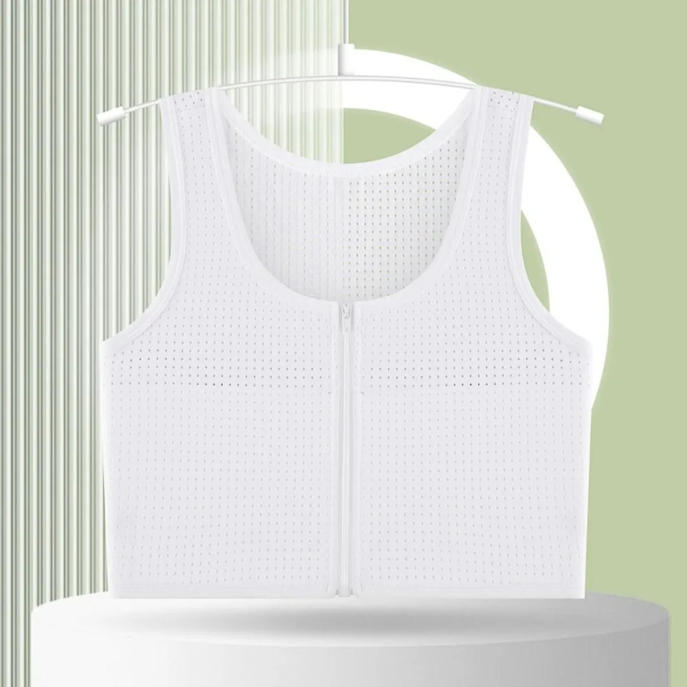 Fashion Breathable Zipper Chest Clip Elastic Mesh Fitting Corset Vest Flat Chest Slim Sports Bra Women