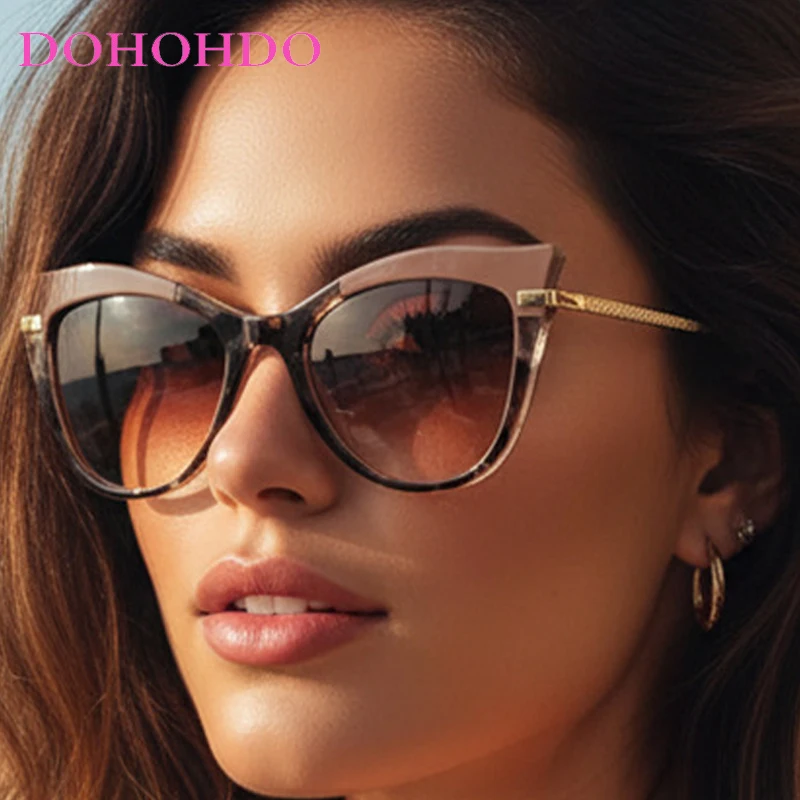 

Trendy Brand Designer Cat Eye Metal Sunglasses Women Vintage Punk Sunglass Men Outdoor Summer Traveling Female Eyeglasses UV400