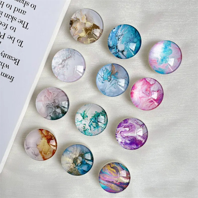 JCD Marble Pattern Crystal Glass Foldable Finger Ring Phone Holder For IPhone Support Socket Pocket Grip Tok Stand Bracket