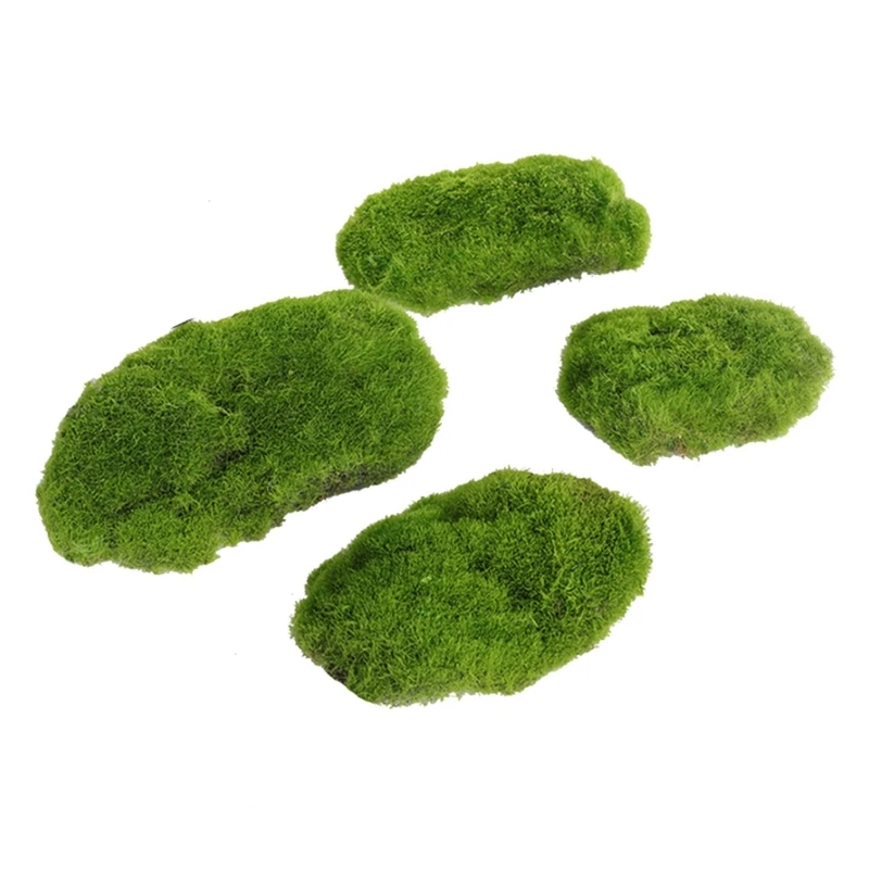 4Pieces Artificial Moss Crafts Pillow Decorative Faux Moss Mats Decors for Home and Garden Landscape Bonsais Decoration M68E