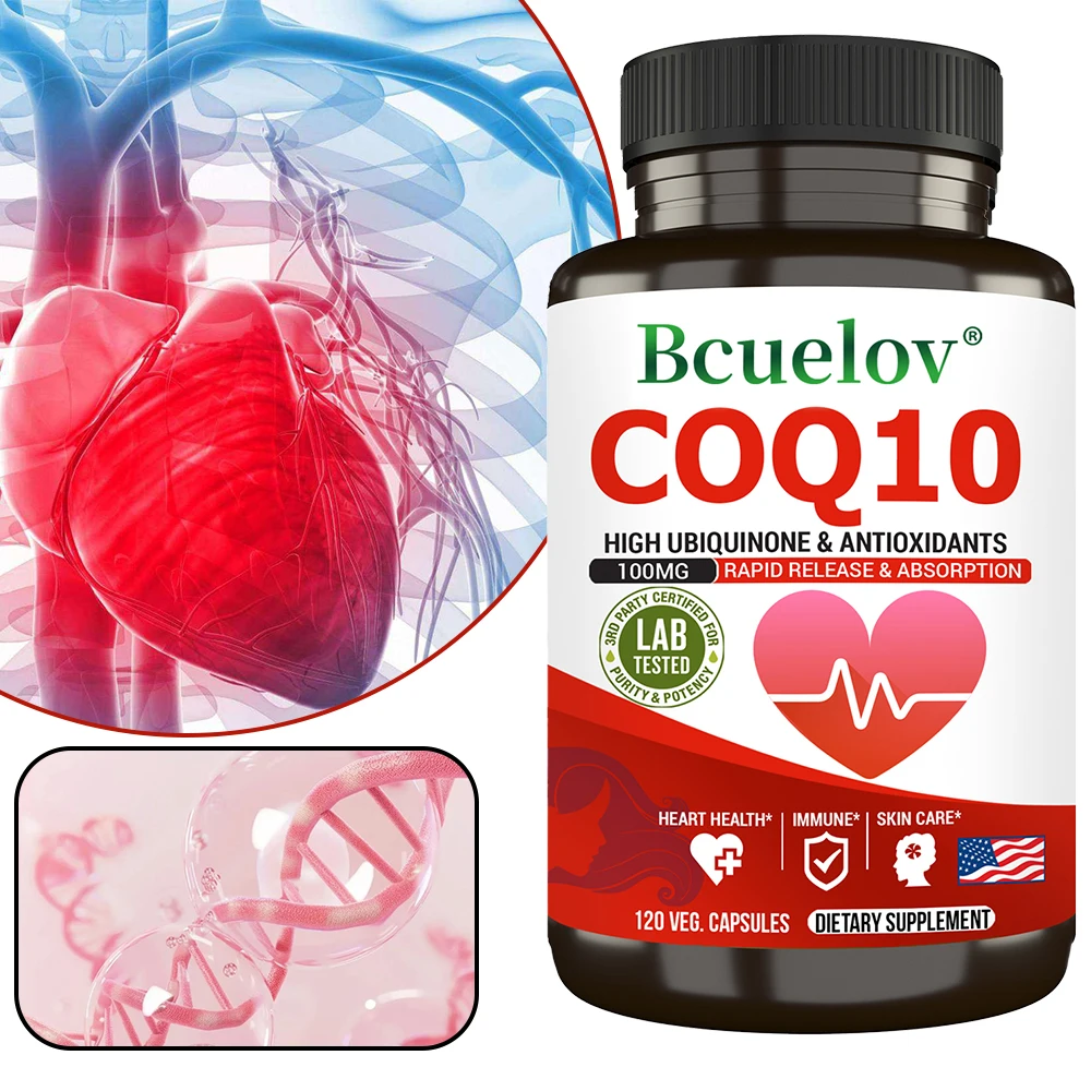 Supplément CoQ10 - Antioxydant, bon pour la santé cardiaque et la production énergétique, améliore la circulation sanguine, favorise l'immunité