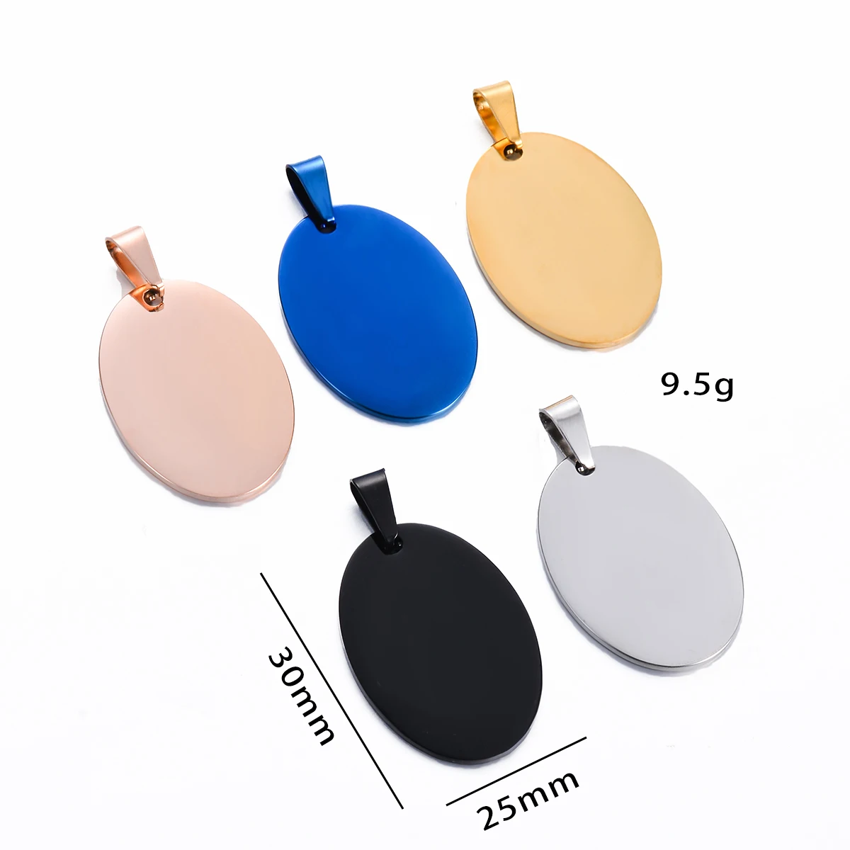 5Pcs Unisex Jewelry Stainless Steel  Oval Shape Dog Tags Pendant Necklace Jewelry