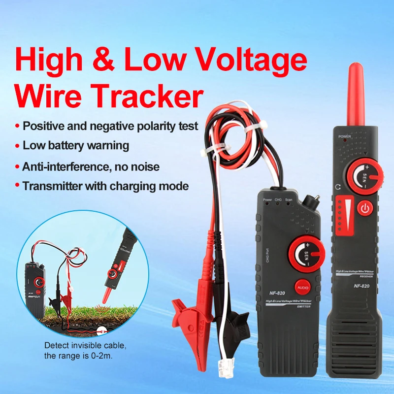 NF-820 RJ45 RJ11 BNC Cable Tester High Low Voltage Cable Underground Locator Circuit Anti-Interference Detector Wire Tracker