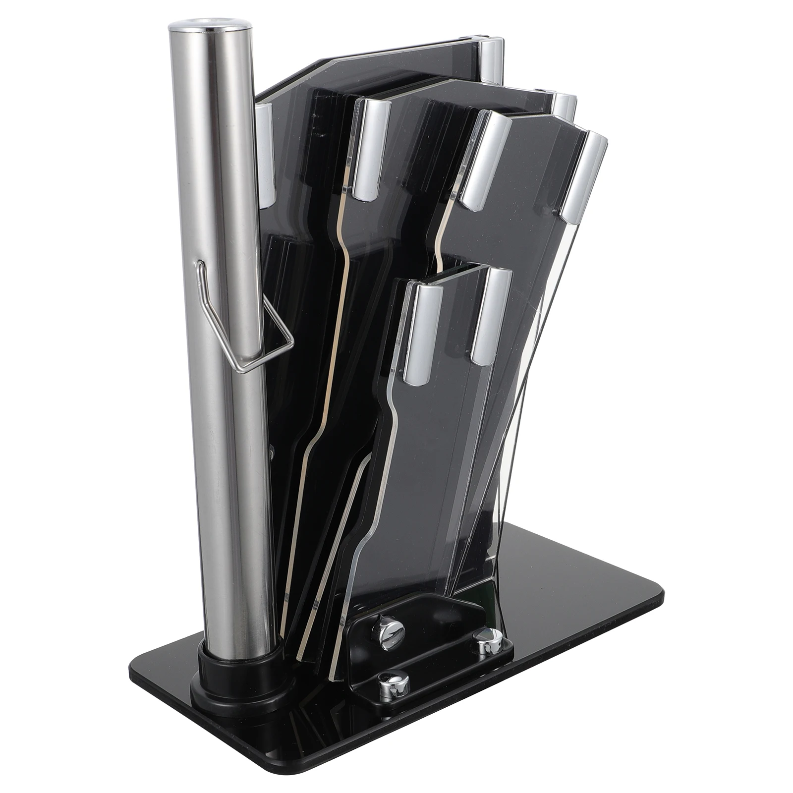 

Knife Holder Rack Multiple Slots Stainless Steel Storage Shelf Kitchen Scissors ganizer Flat Bottom