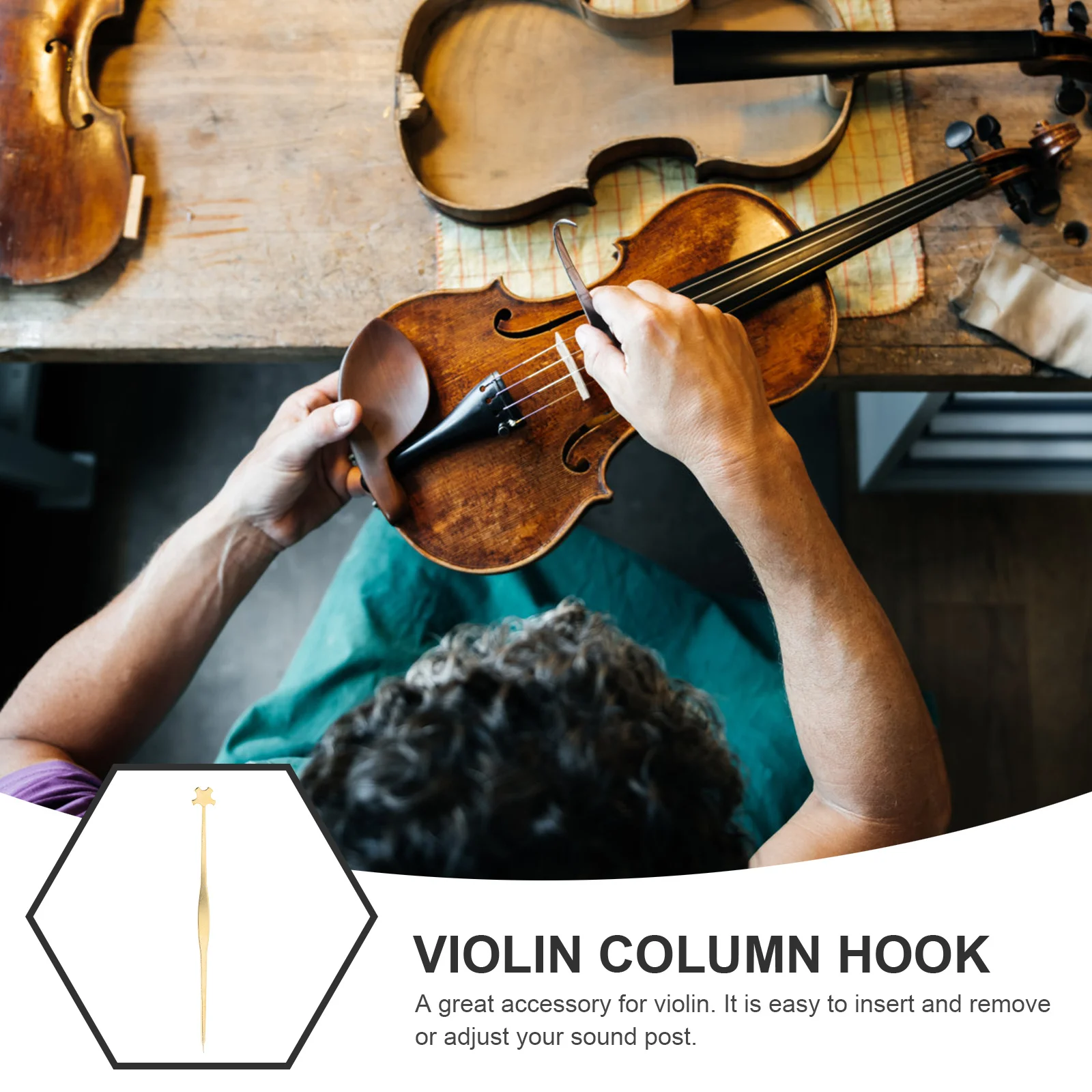 

Alloy Violin Column Hook Smooth Bendable Flexible Metal Sound Post Setter for Violin Accessories Installation Removal Storage