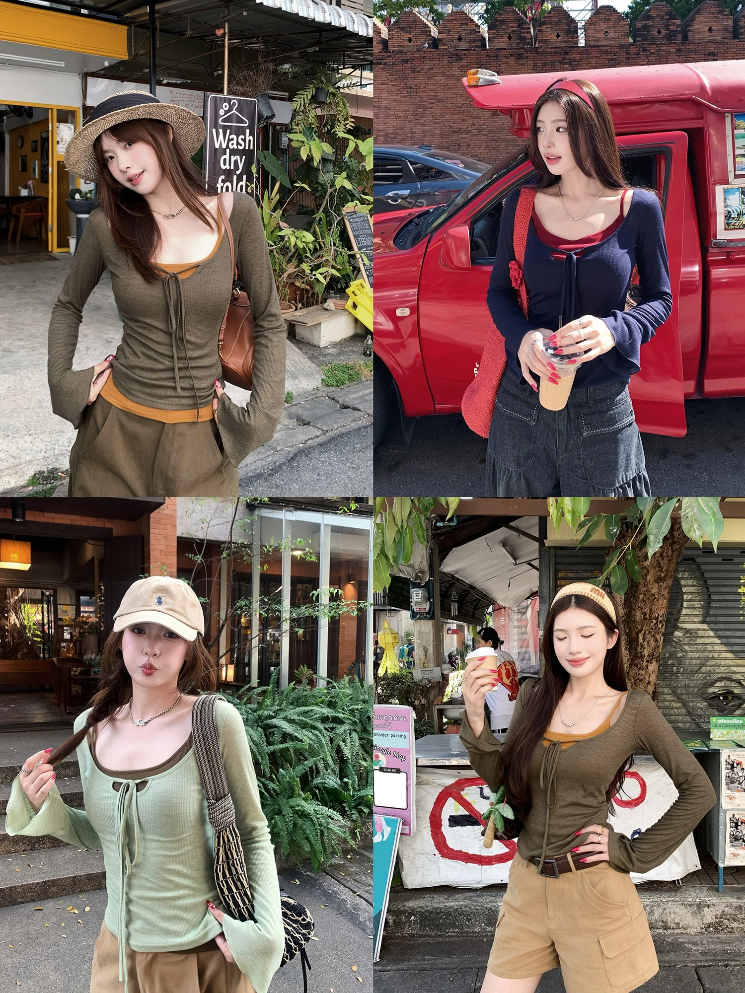 

Вязаный комплект из двух предметов Brandy: мягкая текстура, встроенные чашечки, длинный рукав, круглый вырез, однотонный, дышащий, приятный для кожи