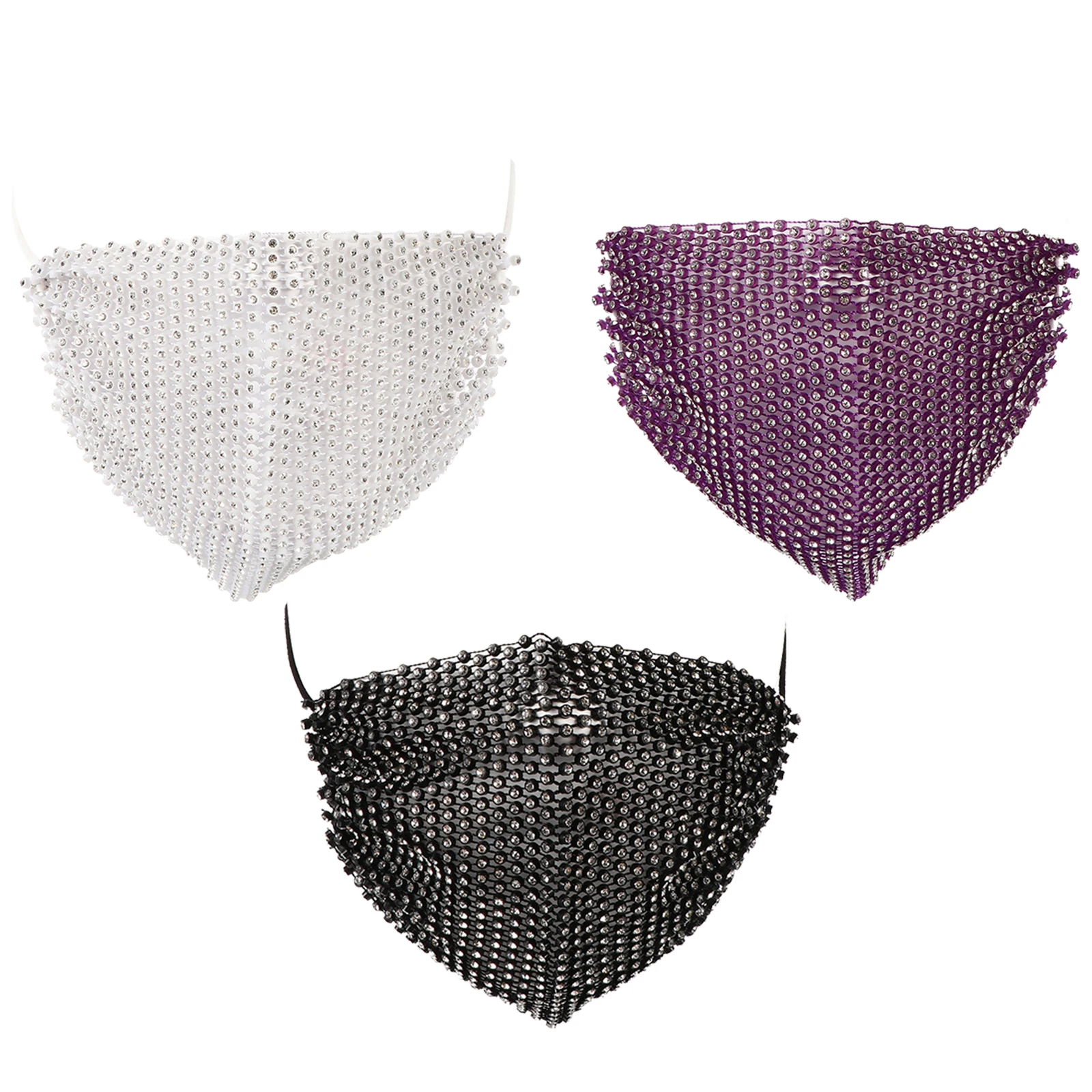 3 قطع قناع مزين بحجر الراين، قناع وجه للحفلات التنكرية من الكريستال لغطاء الرقص لمهرجان الهالوين ماردي غرا