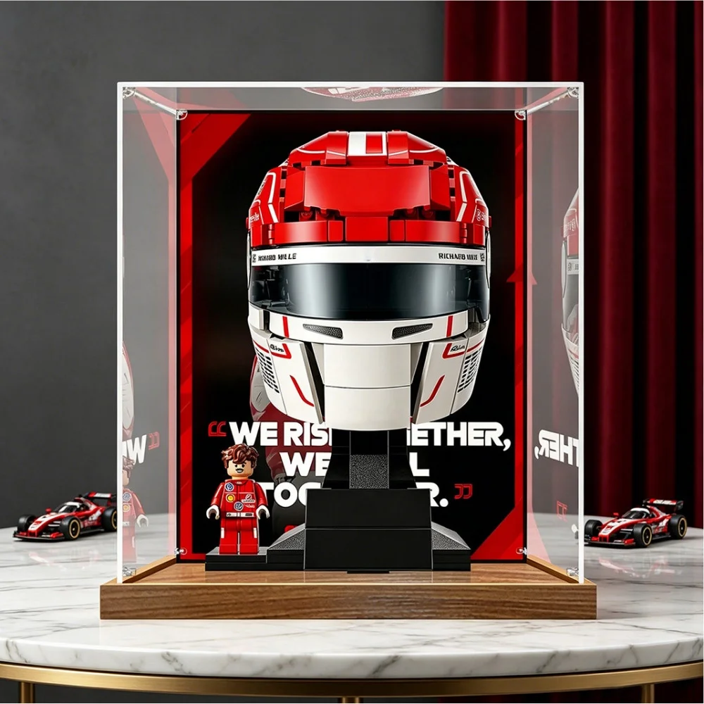 New 3mm Dustproof Display Box for lego 43014 Leclerc Helmet Model Display Case Storage Box Organizer(Lego Set not Included)