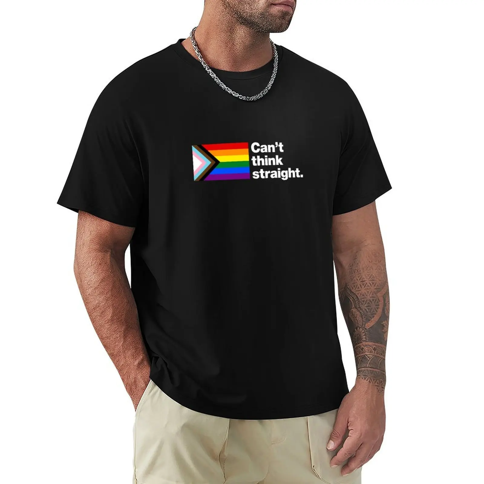 

Футболка Can't think straight Progress Pride Flag Edition, винтажная блузка, винтажная футболка с рисунком, дешевые толстовки, мужские