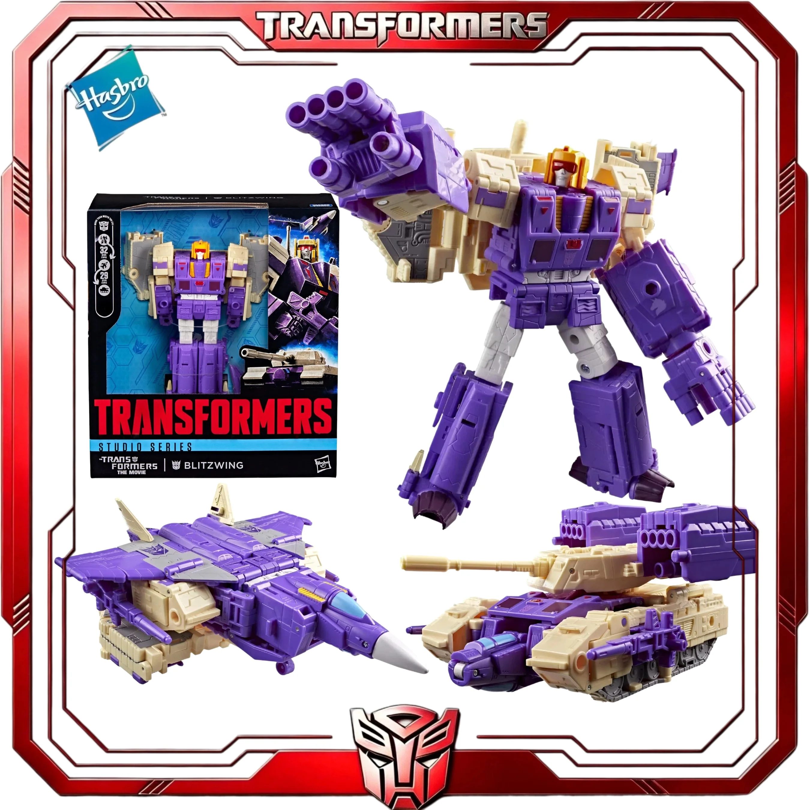 Op voorraad Officiële Hasbro Transformers Studio Series 86 Blitzwing Triple Changer Voyager Class Collectible Action Figure Cadeau