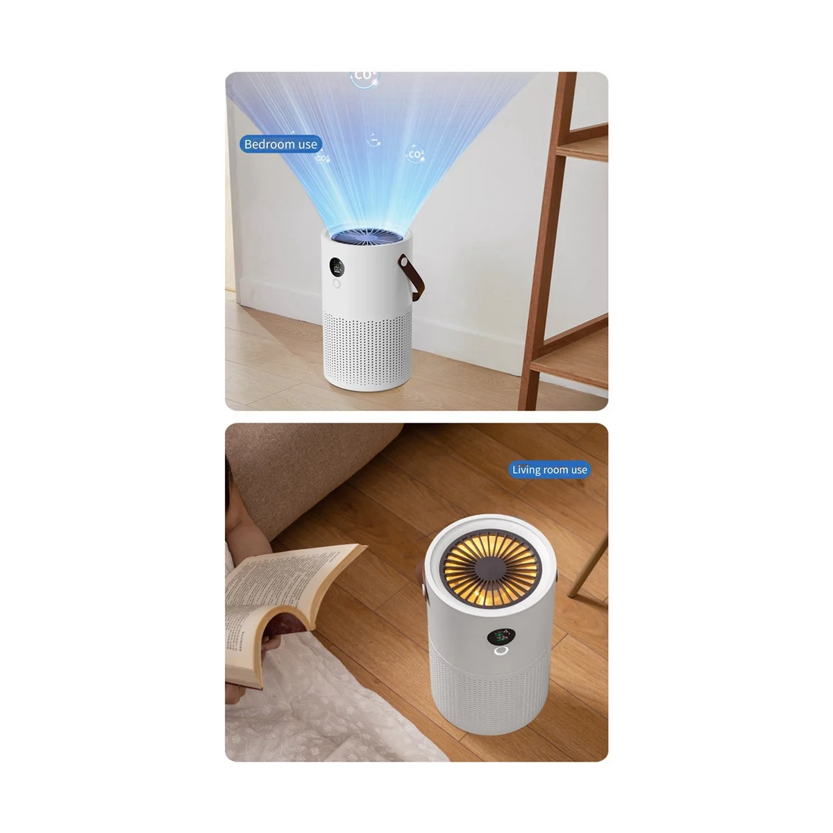 เครื่องกรองอากาศไอออนลบเครื่องฟอกอากาศฟอร์มาลดีไฮด์แบบพกพาในร่มตัวกรองอากาศไร้เสียง USB กำจัดควันพร้อมจอ LCD สำหรับใช้ในบ้าน