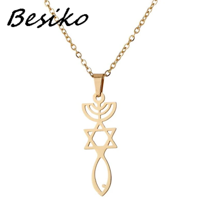 

Besiko Classic Hip Hop Hexagram Star Of David Necklaces Women Men Religious Jewelry Israel Judaica Hebrew Bijoux Collar Gifts