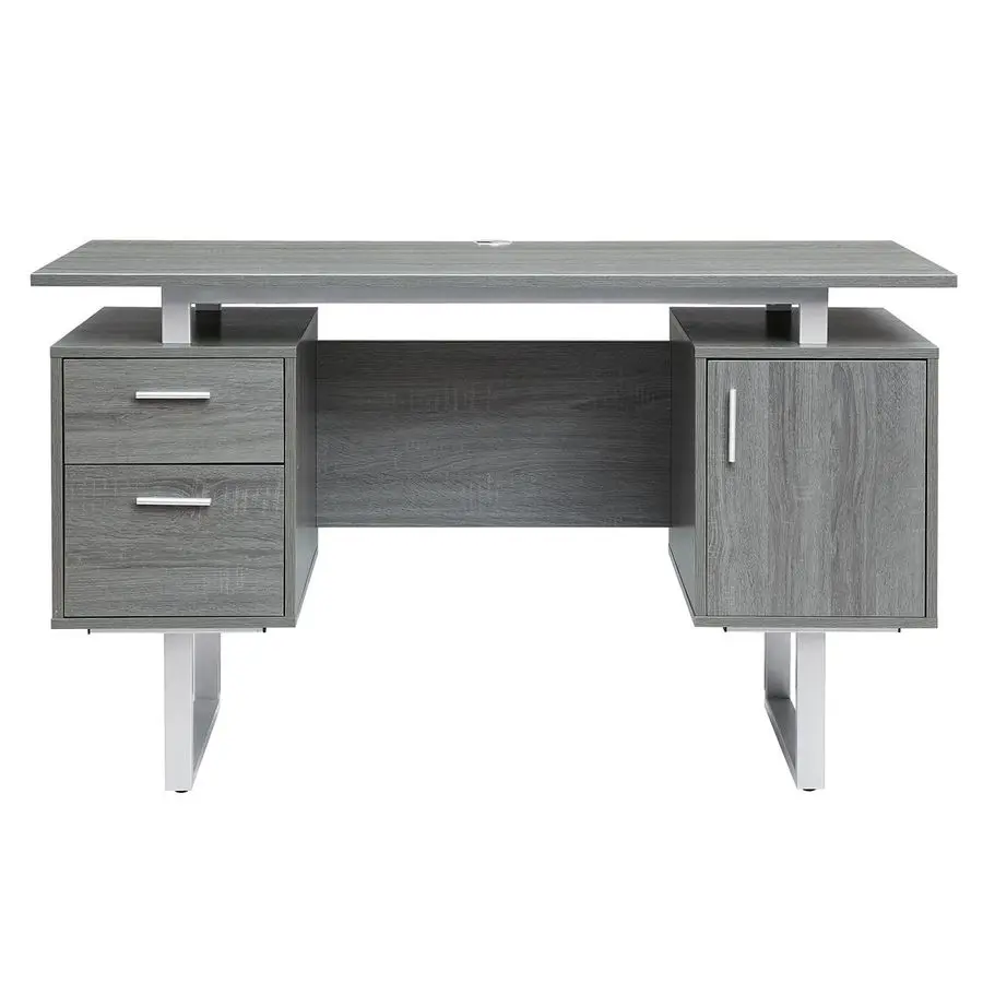 Bureau moderne avec rangement, gris