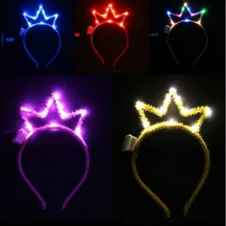 1pcs Girls Women Queen Crown Headband Led Neon Rave Party Props Cosplay Birthday Costume Glow Party Supplies Wedding Festival