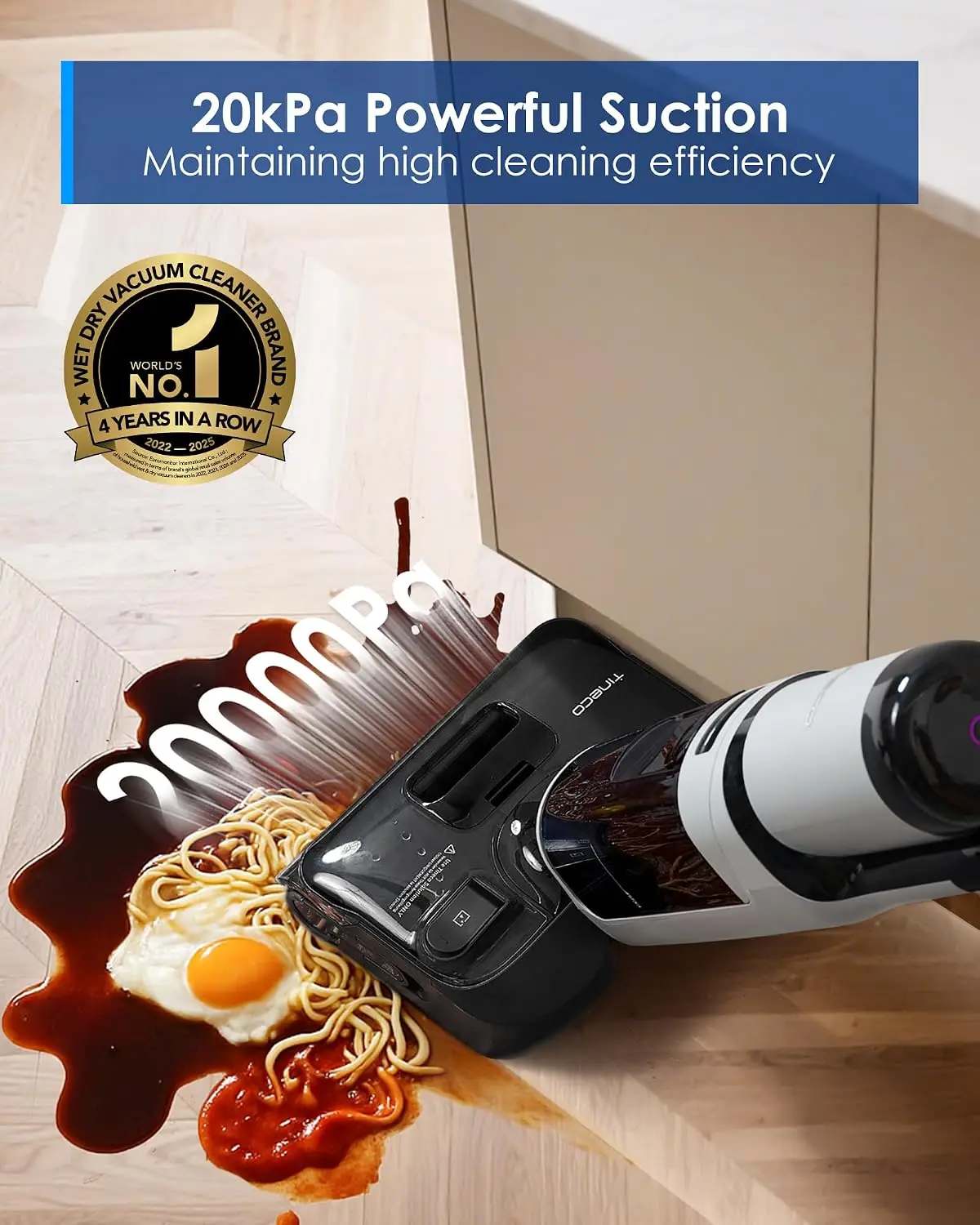 Floor ONE i5 Stretch Wet Dry Vacuum Cleaner, Vacuum & Mop in One Step, 20kpa Powerful Suction, 180° Lay-Flat Design, Anti-Tangle