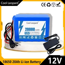 12V 20000mAh Lithium Battery Pack 18650 Rechargeable Battery With BMS Charger 3S5P For Fishing Bicycle Large Capacity Batteries