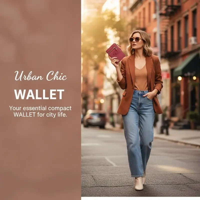 Ladies' Solid Color Wallet with Button Thin and Stylish Clutch for Modern Elegance
