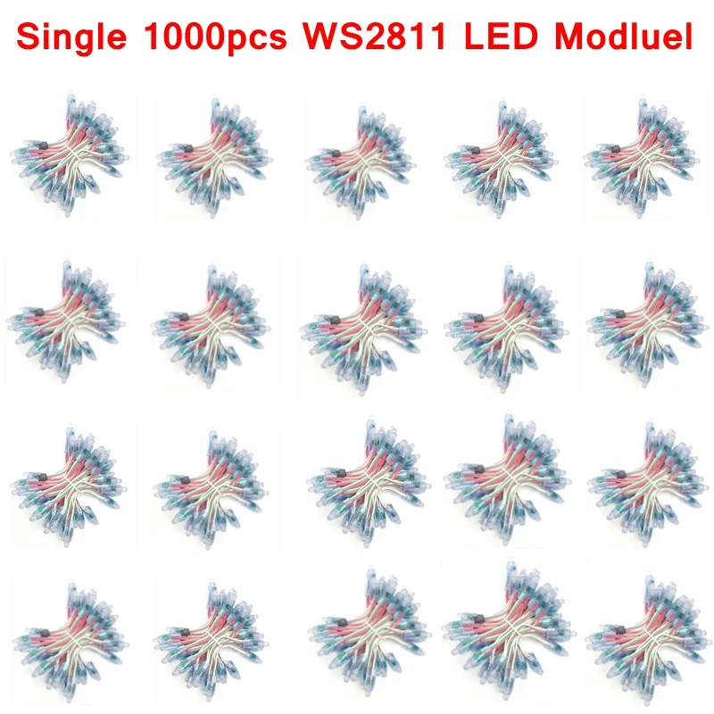 1000pcs 12mm WS2811 2811 IC Full Color Pixel LED Module Light DC 5V input IP68 waterproof RGB color Digital LED Pixel Light