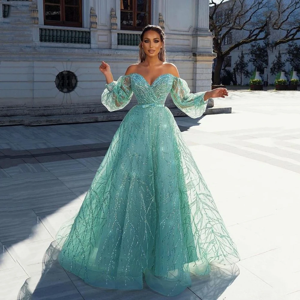 Elegante dames galajurken lieverd vloerlengte volledige mouwen lovertjes prachtige formele gelegenheden avondfeest baljurken