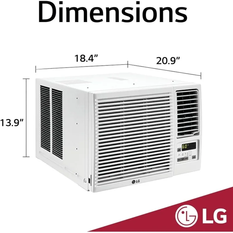 Aire acondicionado de ventana 7.500 BTU con calor auxiliar, controles electrónicos con control remoto, 2 velocidades para frío, calor y ventilador