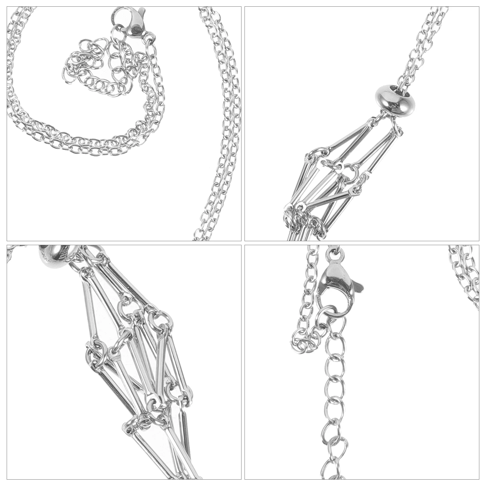 

Sturdy Metal Stone Necklace Holder Hollow Crystal Pendant Cage Diy Replacement Vintage Decorative Hanging Ornament Cord