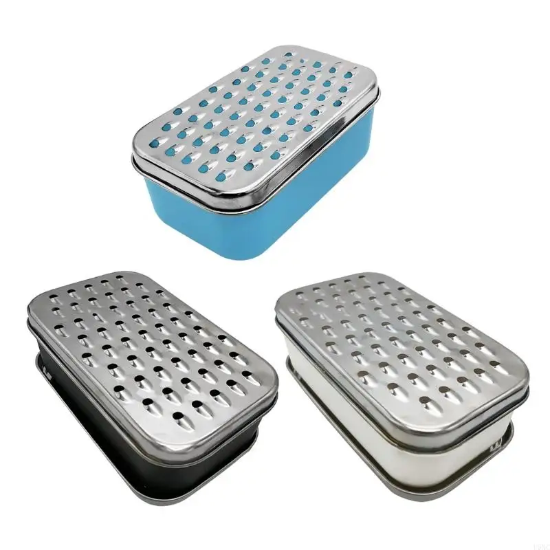 

U6XC Cheese Grater with Saver Container 2 in 1 Fruit Vegetable Chopper Stainless Steel Rectangle Box and Graters