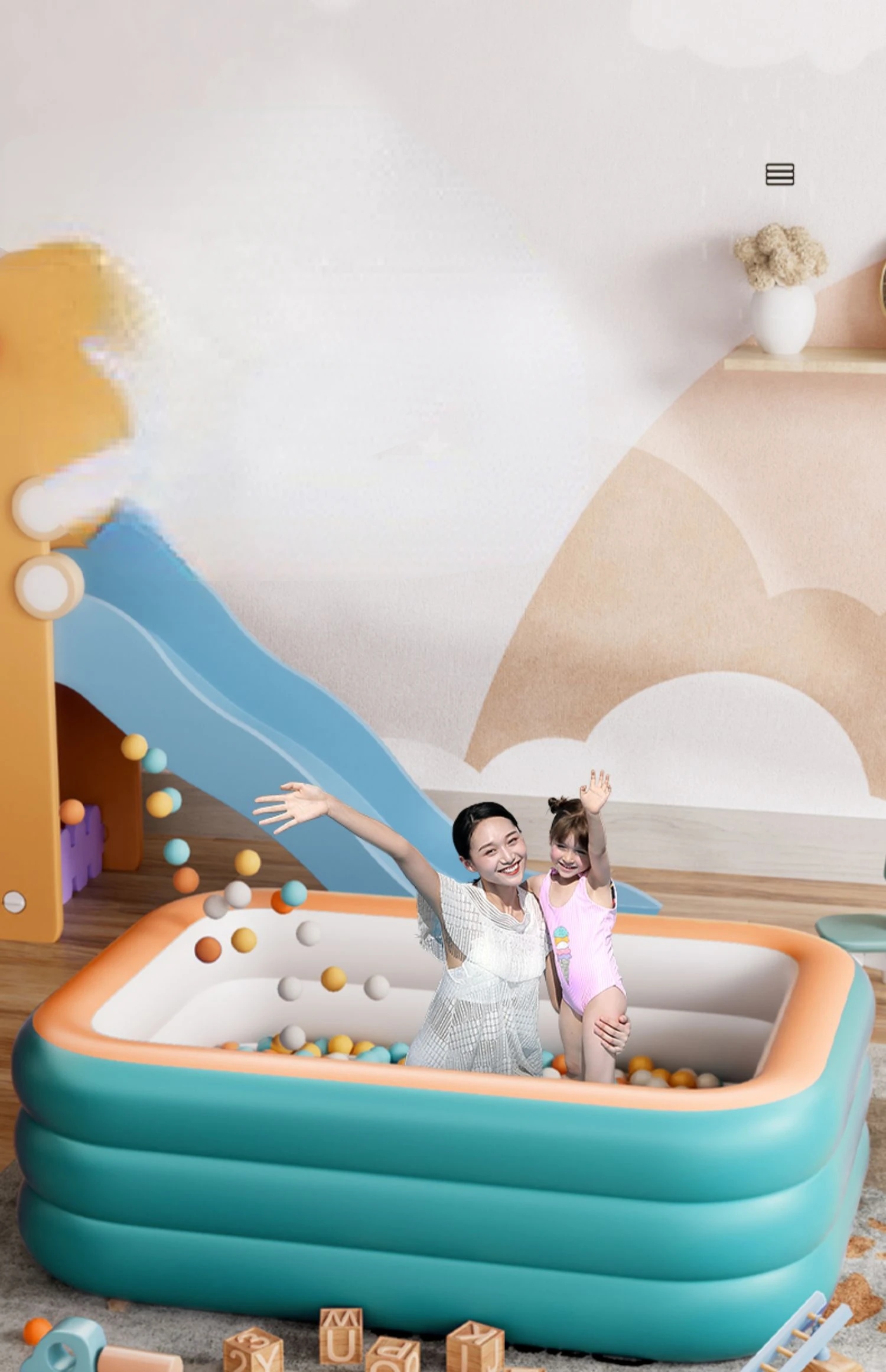 

Ocean ball pool, indoor for children, can be bitten, non-toxic, inflatable water pool slide, household and family