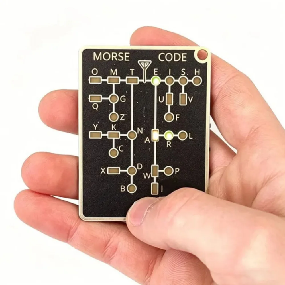 Cartão Treinador de Código Morse Portátil com LED, Ferramenta Eletrônica de Aprendizagem para Prática de Criptografia, Mini Kit de Estudo e Treinamento de Código