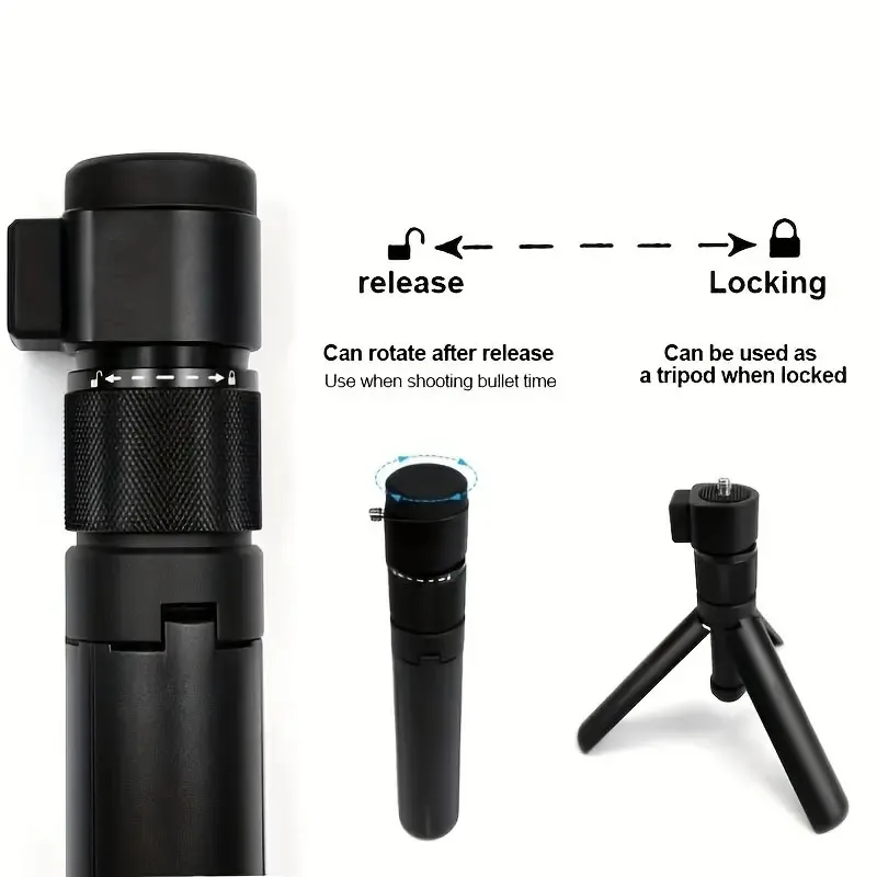 Portable Aluminum Alloy Bullet Selfie Stick Tripod,Rotating Handheld Tripod for Insta360x4 Bullet Time Selfie Stick