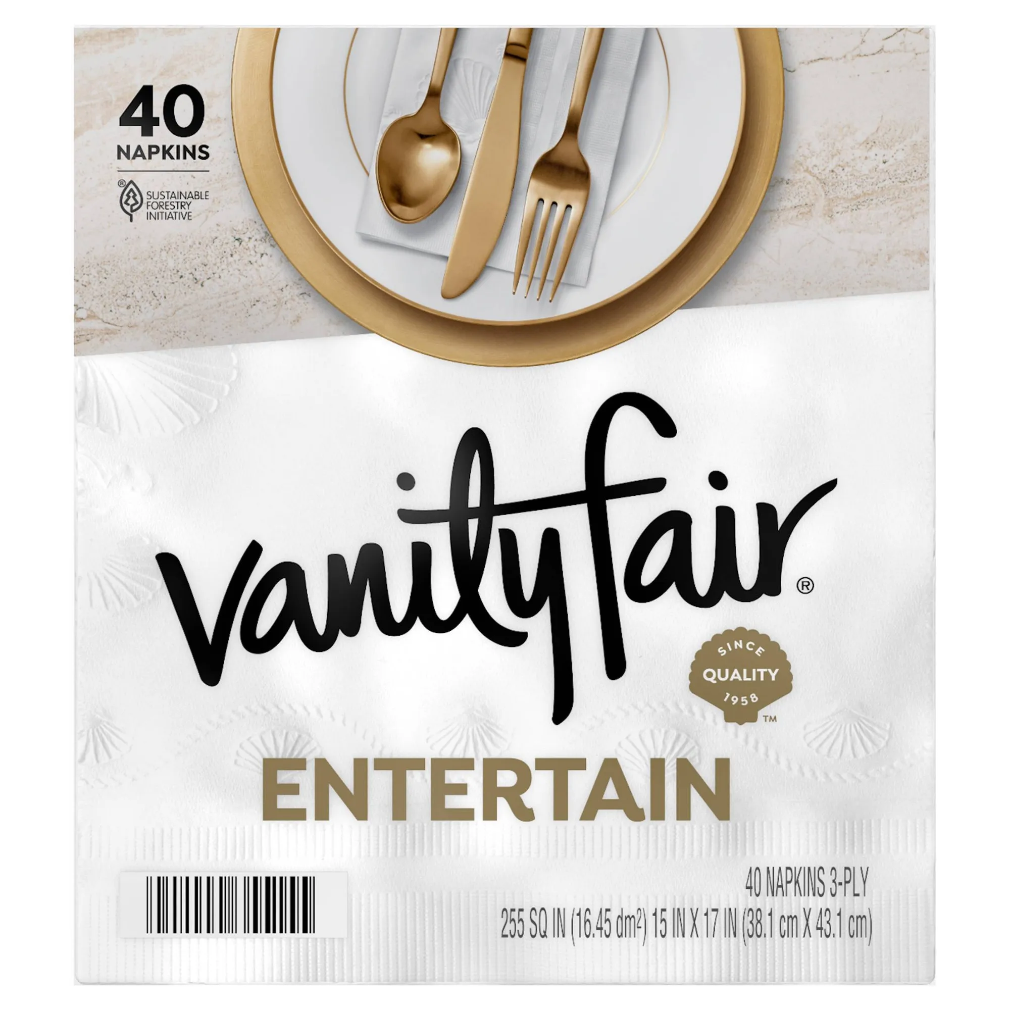 40ct 3-Ply Disposable Dinner Napkins, Soft Absorbent White Paper For Parties, Dining And Entertaining