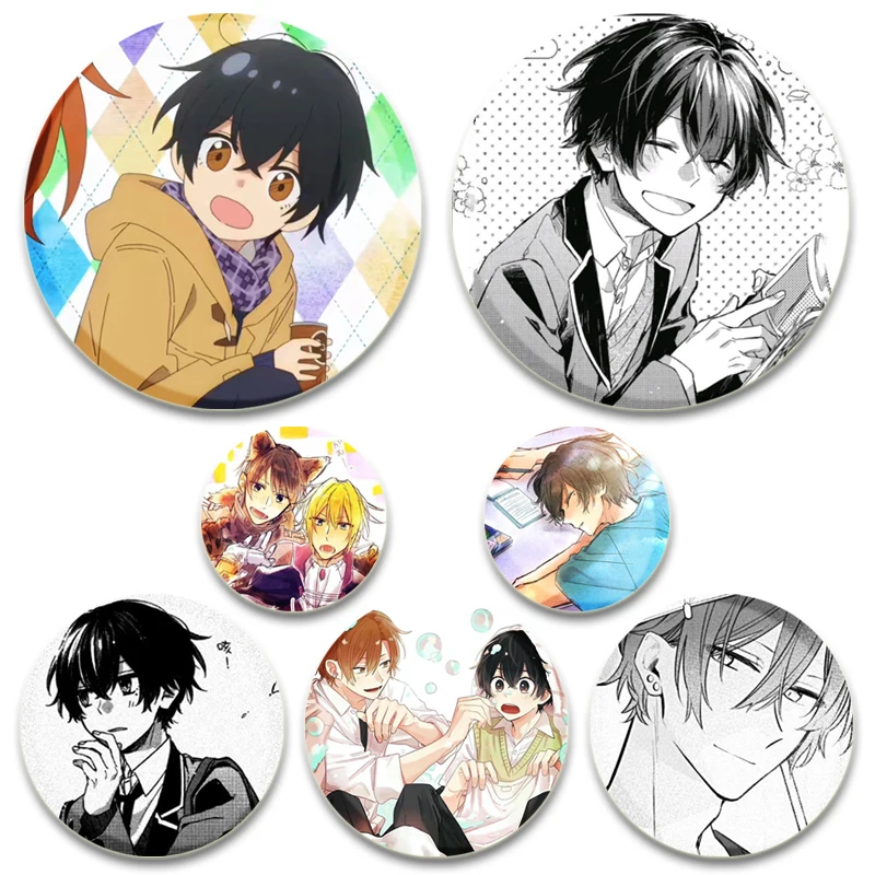 Anime Sasaki and Miyano Button Pins HD Print Cartoon Badge Round DIY Creative Brooches for Backpack Jewelry Accessories Gifts